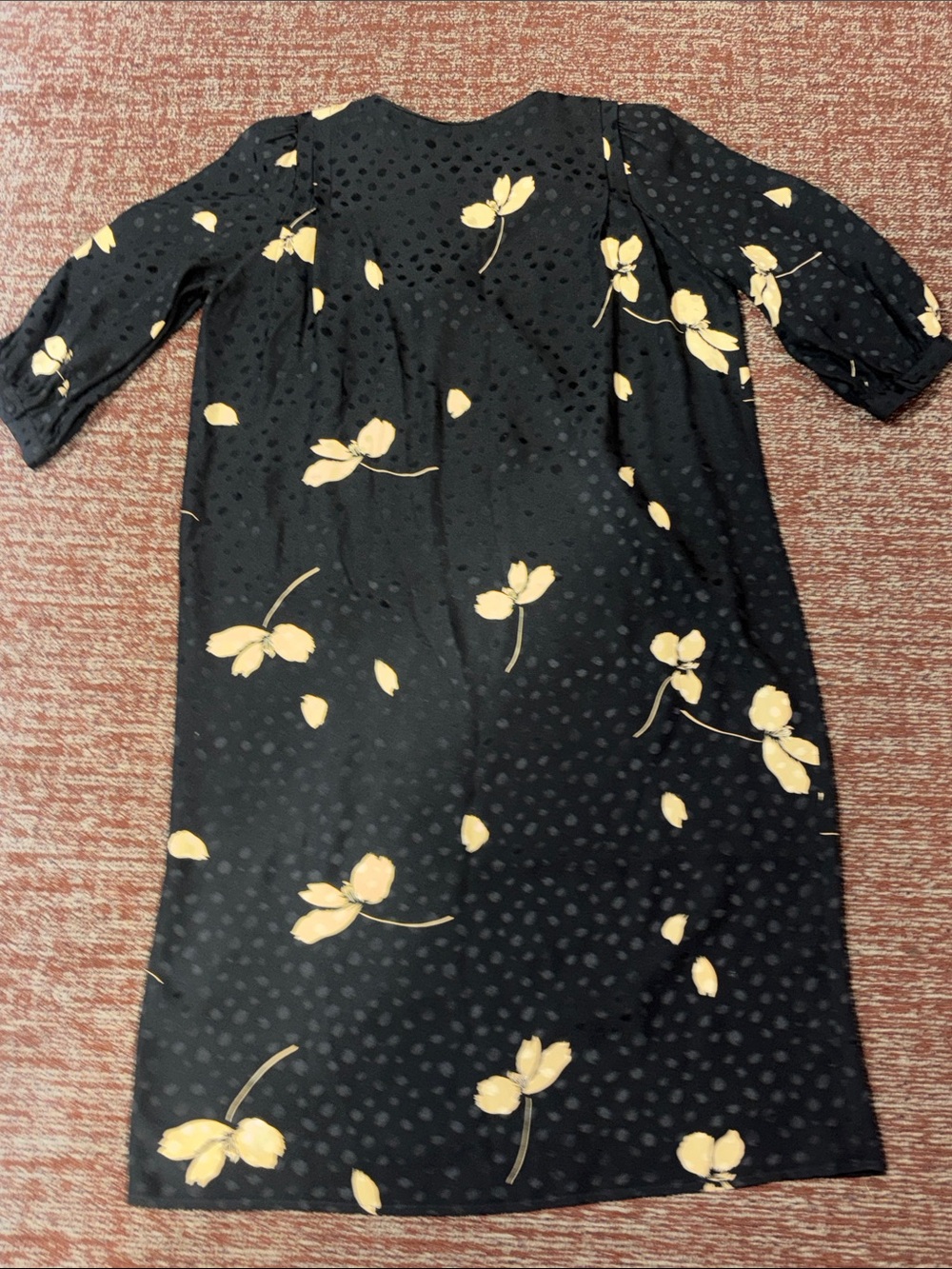 Vintage Flora Kung silk dress monochrome polka dot loose fit floral print dress - Picture 3 of 15
